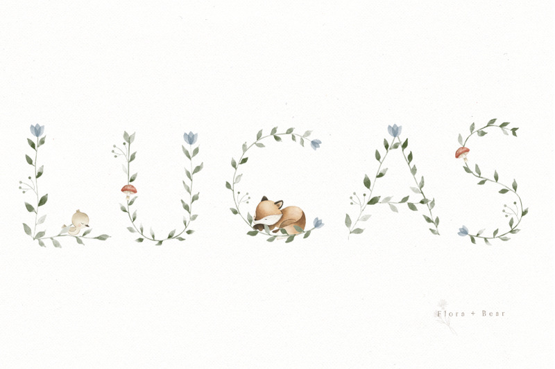woodland-alphabet-watercolor-animals