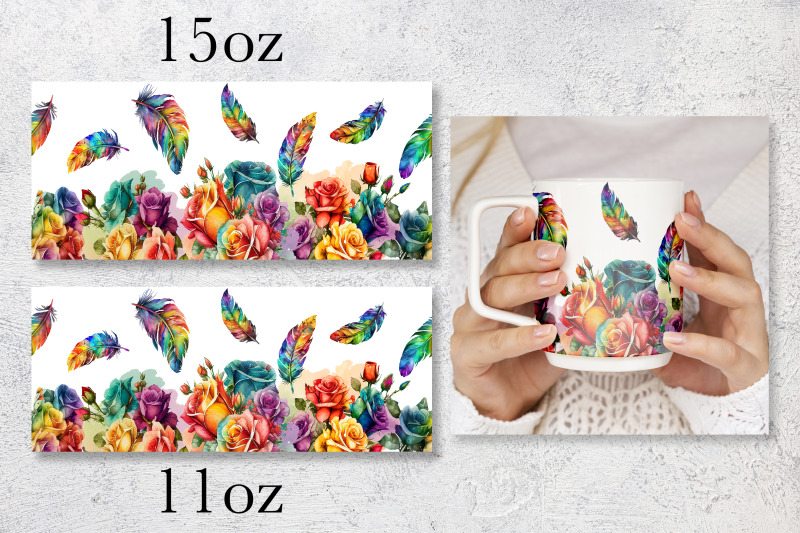 rainbow-roses-mug-wrap-design-floral-mug-sublimation-png