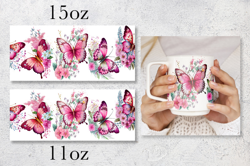 pink-butterfly-mug-wrap-design-floral-mug-sublimation-png