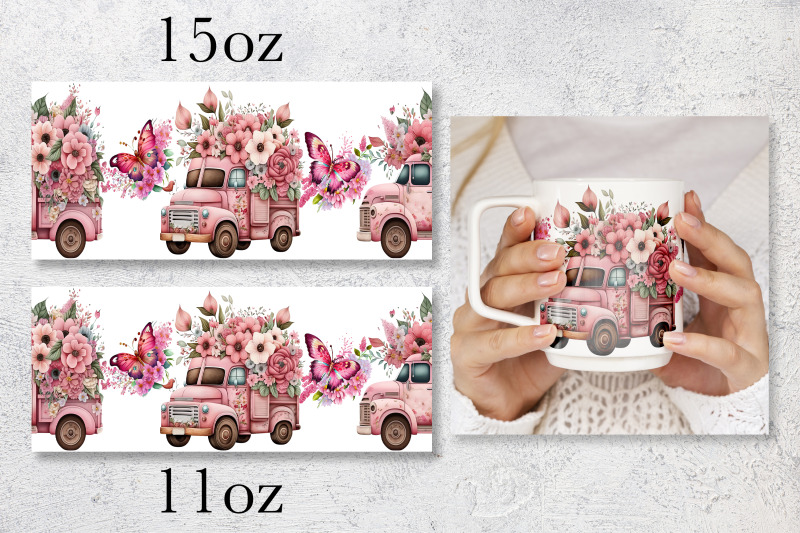 spring-floral-mug-wrap-vintage-truck-mug-sublimation-png