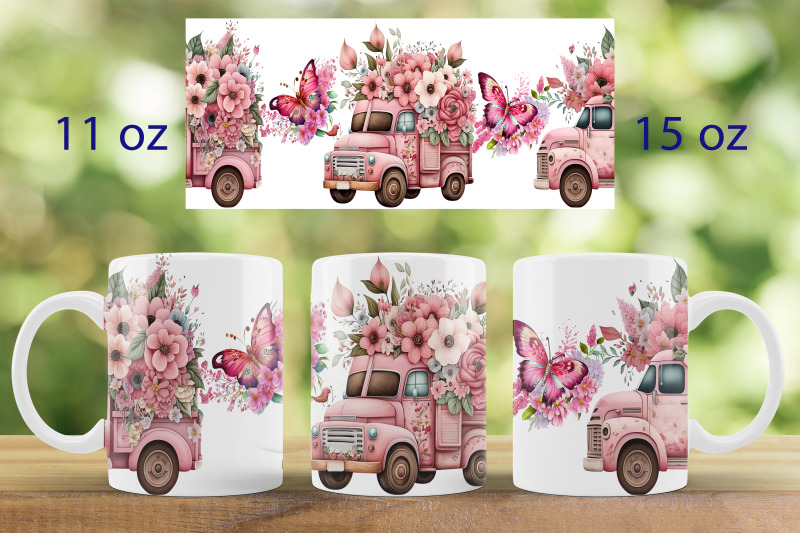 spring-floral-mug-wrap-vintage-truck-mug-sublimation-png