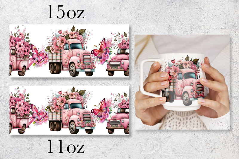 spring-floral-mug-wrap-vintage-truck-mug-sublimation-png