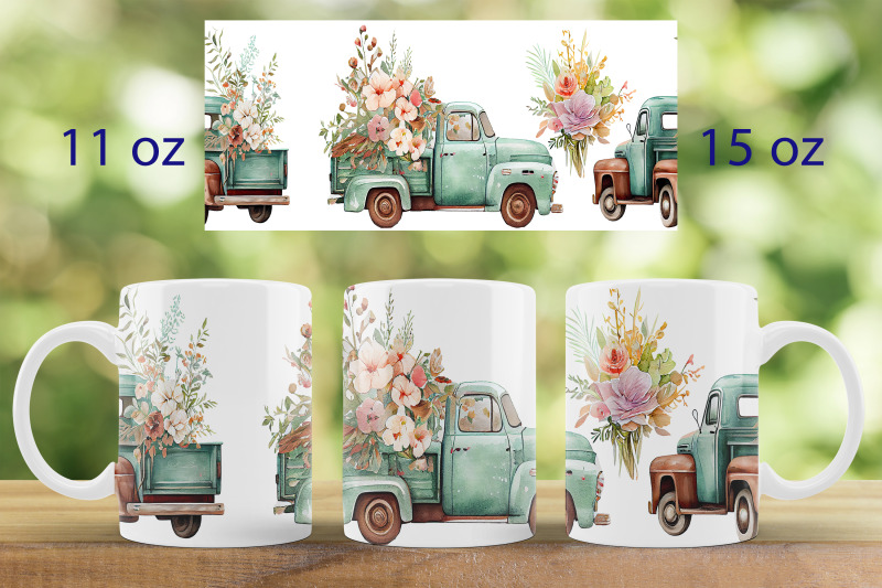 spring-floral-mug-wrap-vintage-truck-mug-sublimation-png