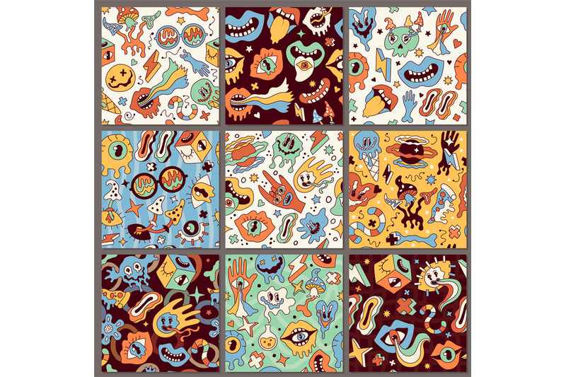 psychedelic-seamless-patterns-funky-hippy-retro-textile-design-funny