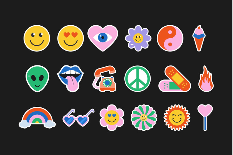 retro-stickers-pack-elements