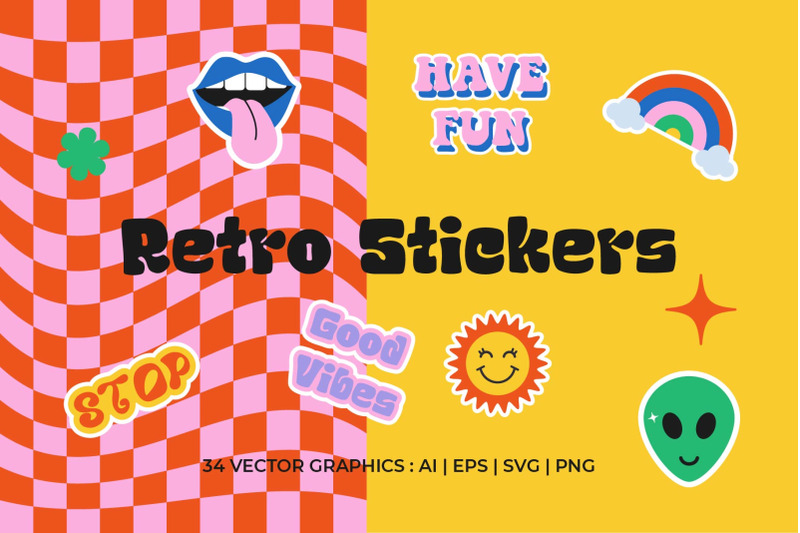 retro-stickers-pack-elements