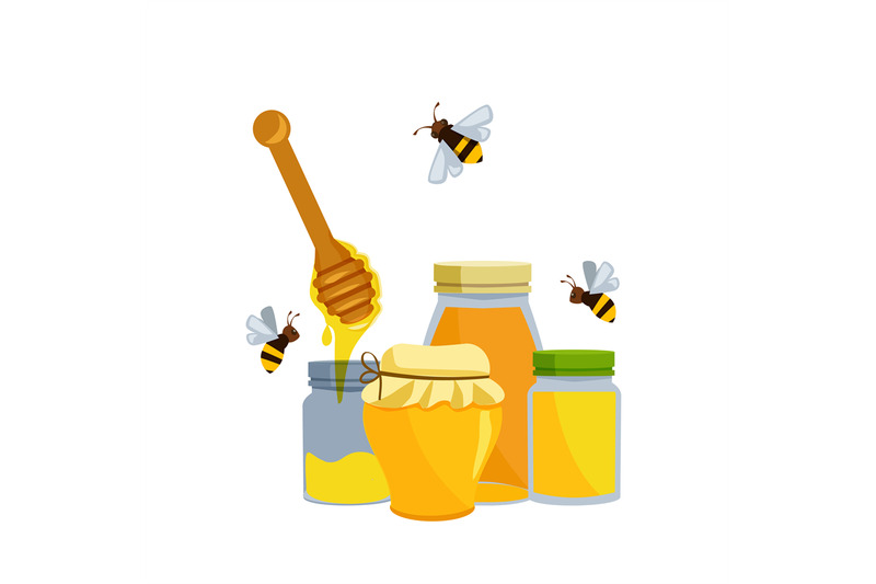 honey-jars-healthy-natural-products-honey-bee-in-transparent-glass-co