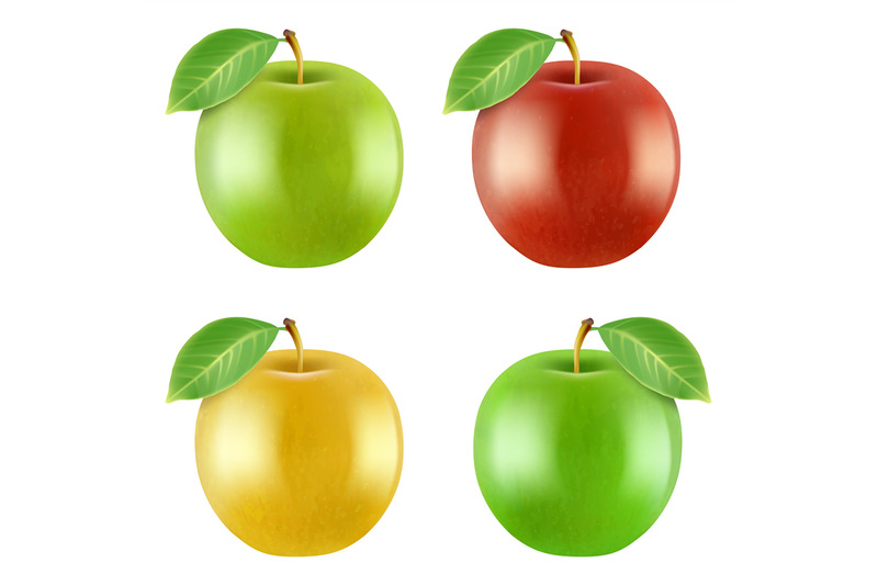 realistic-closeup-apple-3d-natural-sweet-red-green-yellow-apples-mode