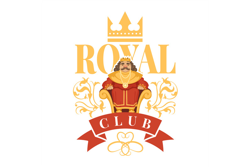 royal-club-label-luxury-badges-template-with-cartoon-king-sitting-on