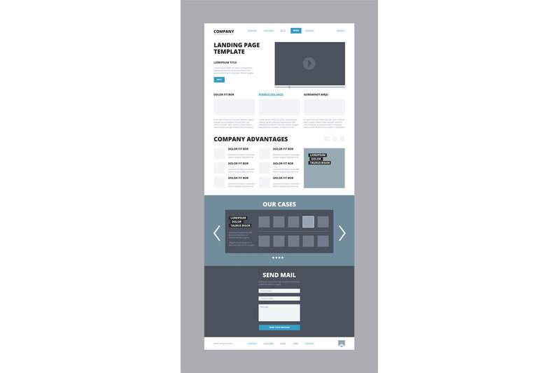 website-landing-structure-footer-and-header-page-template-with-contac