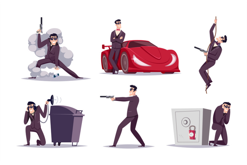 secret-agent-spy-characters-in-action-poses-policeman-or-detective-wo