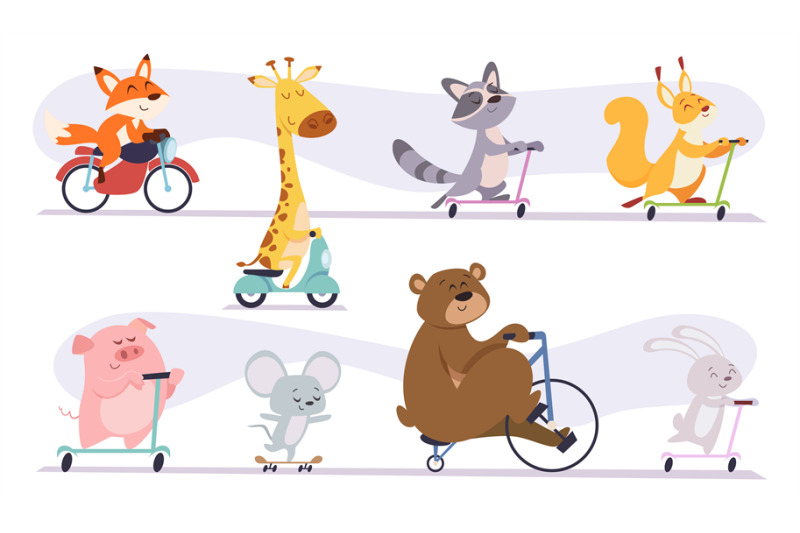 animals-riding-cute-funny-wild-characters-riding-bikes-cars-and-scoot