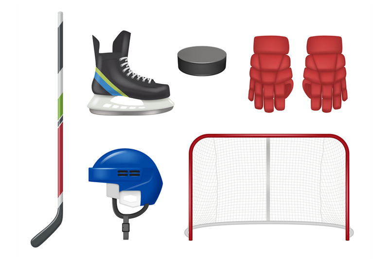 hockey-items-stick-pucks-helmet-gloves-decent-vector-realistic-templa