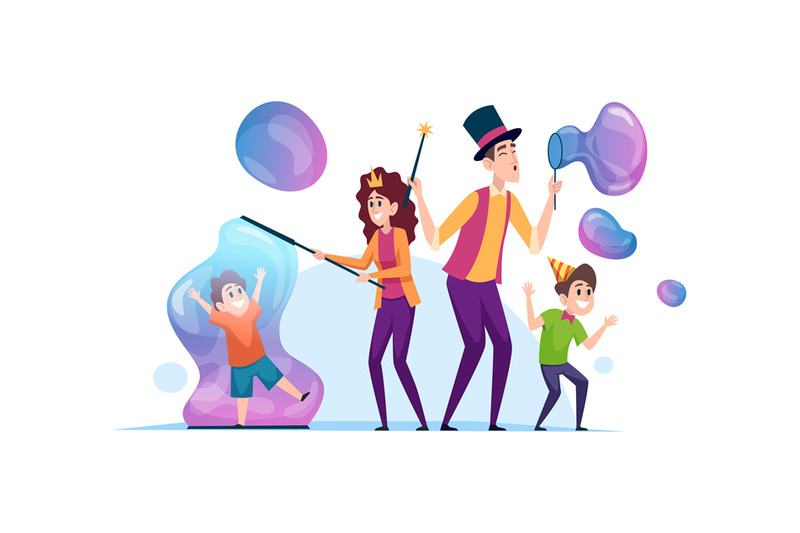 bubble-show-water-entertainment-for-kids-vector-cartoon-characters-w