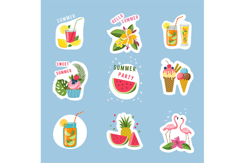 summertime-symbols-ice-cream-flamingo-flowers-cocktails-vector-stick