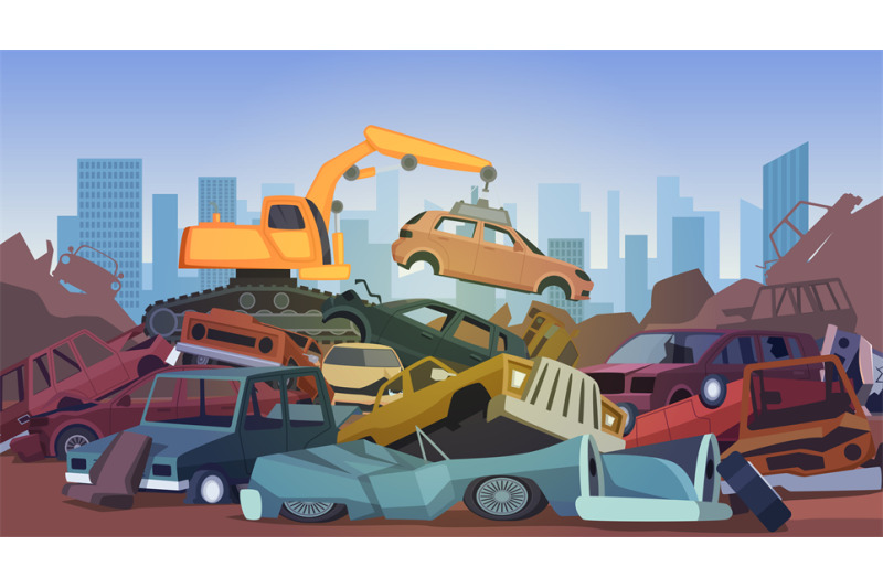 car-dump-damaged-destroyed-old-broken-cars-in-big-stack-for-recycling