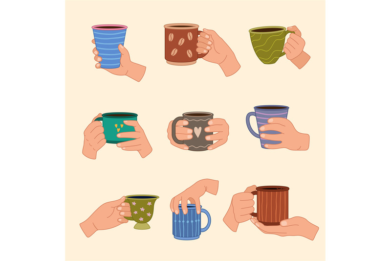 cups-in-hand-people-holding-various-hot-cups-with-liquid-steaming-pro