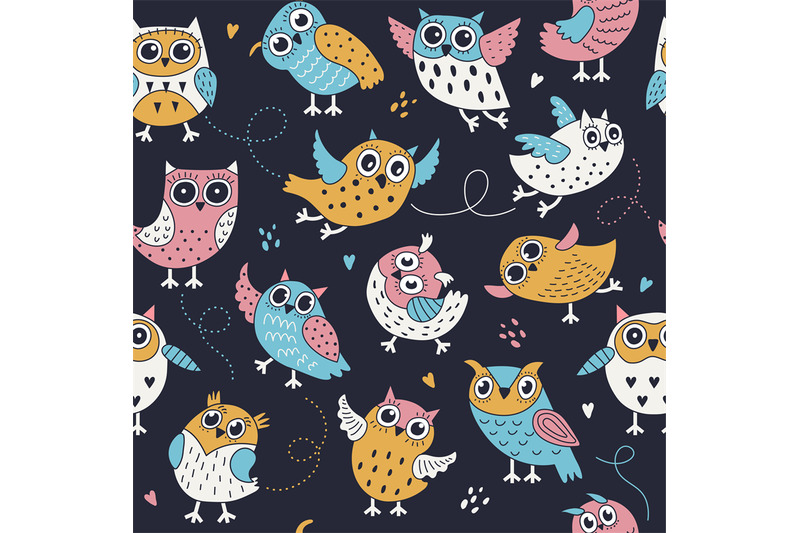 owl-pattern-textile-design-project-with-decorative-boho-style-birds-f