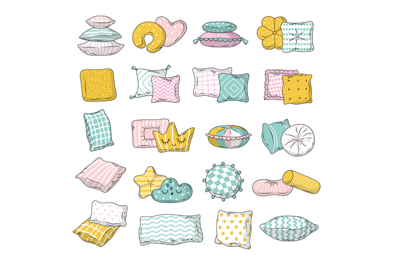 pillows-relax-time-items-sleeping-soft-pillows-recent-vector-colored