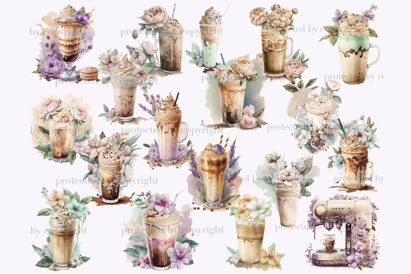 watercolor-floral-coffee-clipart-coffee-sublimation-bundle