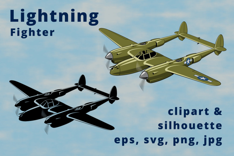 lightning-usa-fighter-plane-clipart