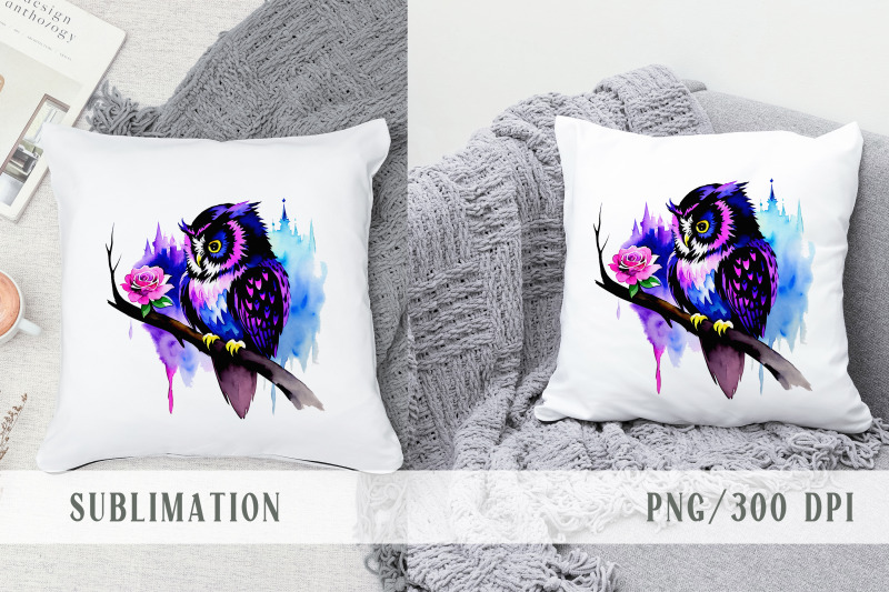 cute-watercolor-floral-owl-halloween-sublimation-1-png