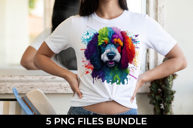 rainbow-poodle-dog-watercolor-bundle