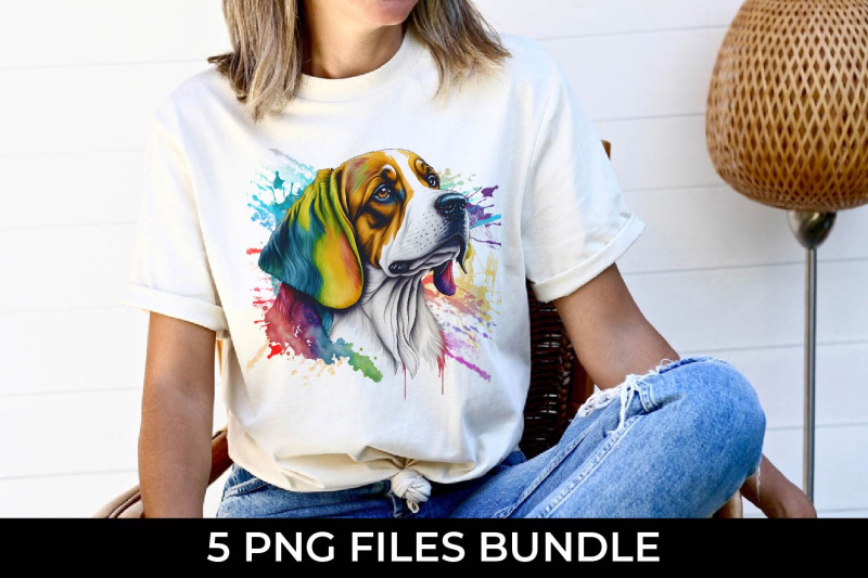 rainbow-beagle-dog-watercolor-bundle