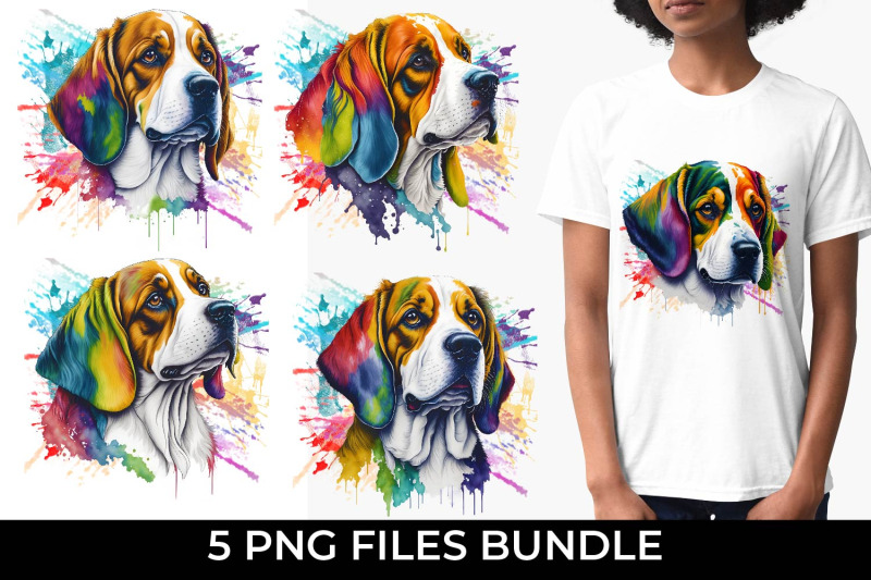 rainbow-beagle-dog-watercolor-bundle