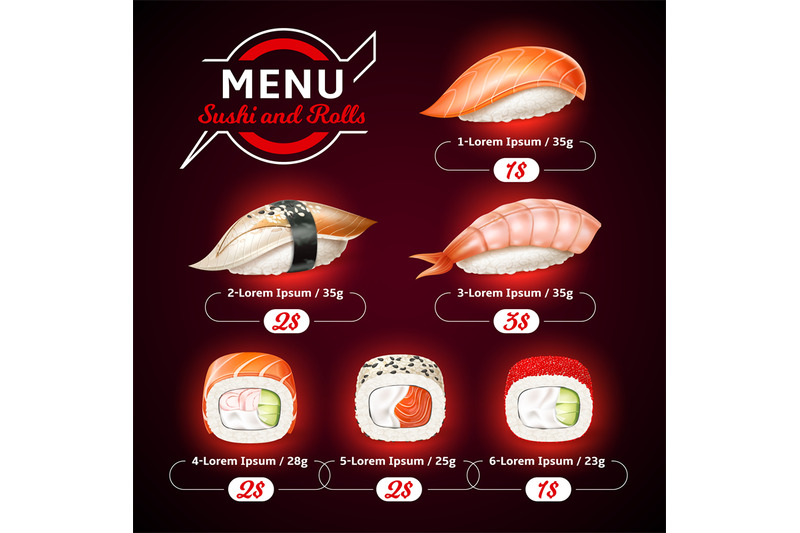 realistic-sushi-menu-japan-food-poster-yummy-seafood-with-boiled-ric