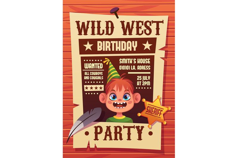 birthday-cowboy-poster-boy-portrait-on-holiday-party-banner-vintage