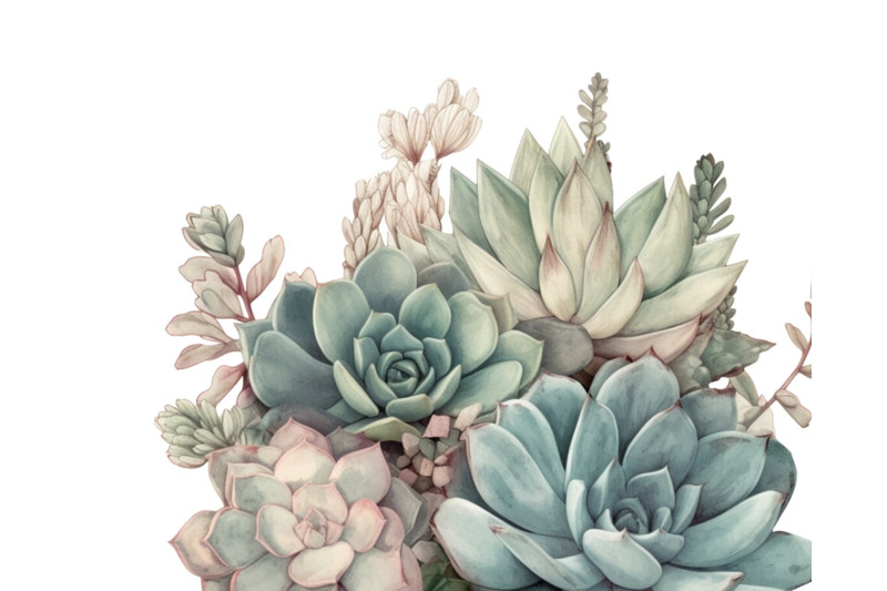 green-succulents-png-watercolor-clipart