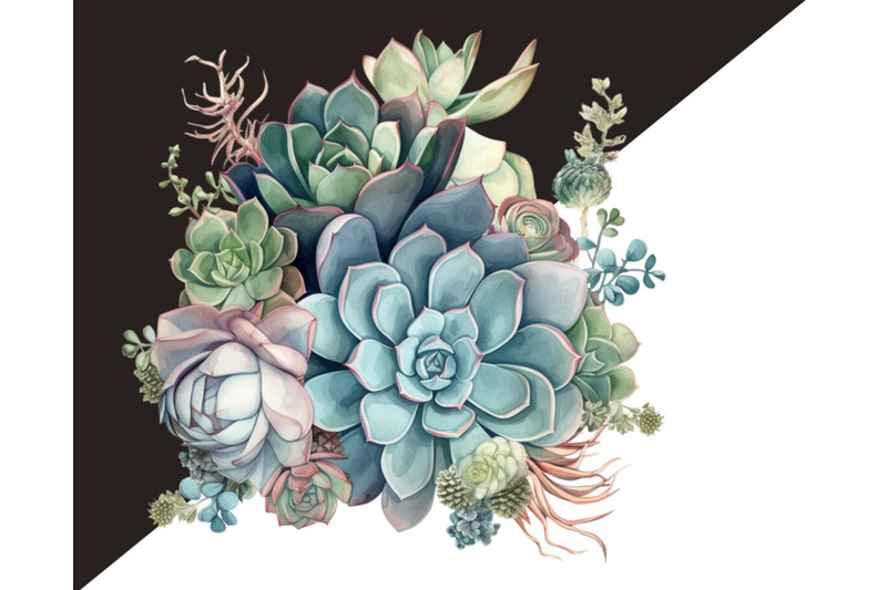 green-succulents-png-watercolor-clipart