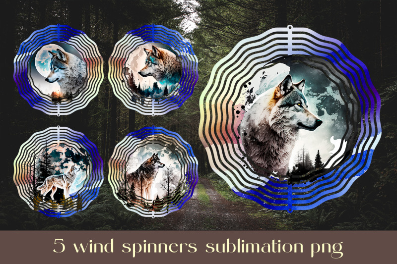 wolf-wind-spinner-sublimation-wild-animal-design-png