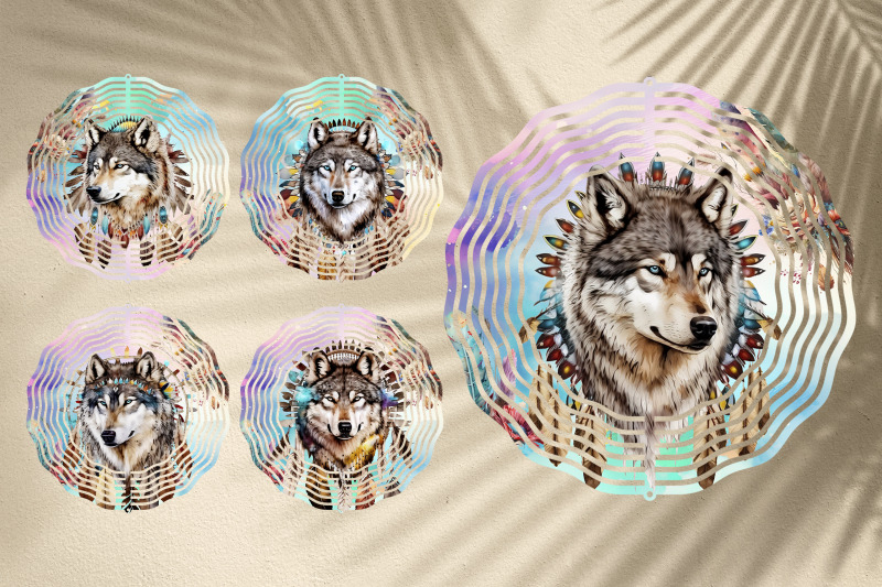 wolf-wind-spinner-sublimation-wild-animal-design-png