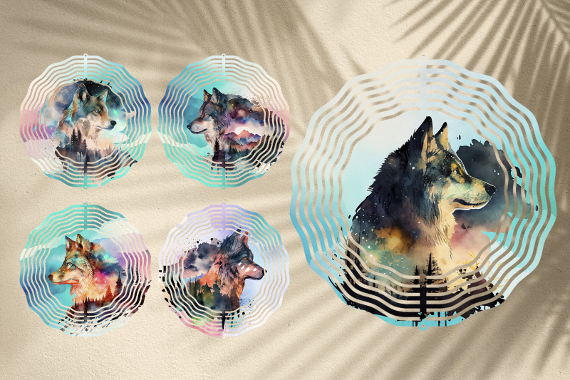 wolf-wind-spinner-sublimation-wild-animal-design-png