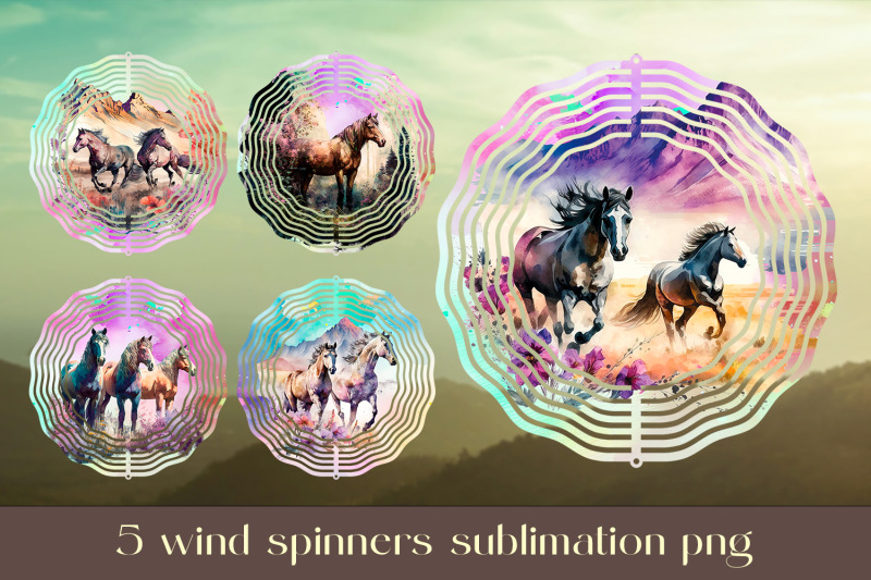 horse-wind-spinner-sublimation-floral-animal-design-png