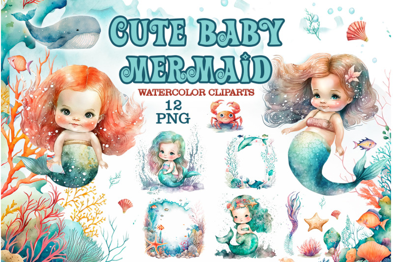 watercolor-cute-baby-mermaid-illustration