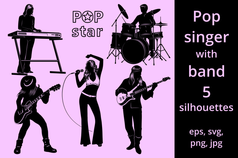 pop-singer-with-musicians-silhouettes