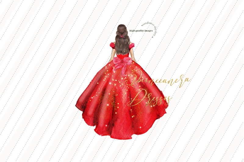 red-princess-dress-mexican-clipart-elegant-red-princess