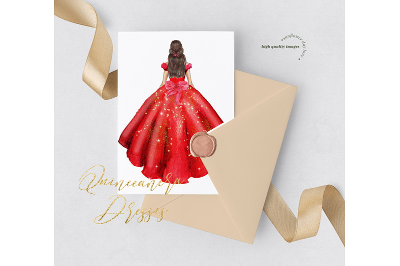 red-princess-dress-mexican-clipart-elegant-red-princess