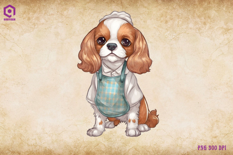 king-charles-spaniel-dog-wearing-apron