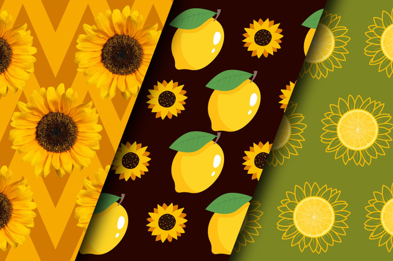 lemon-amp-sunflowers-digital-paper-seamless-patterns