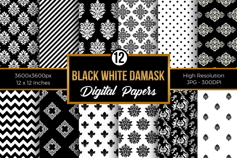 black-and-white-damask-pattern-digital-papers