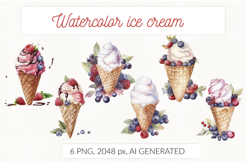 summer-watercolor-ice-cream-waffle-cone-png