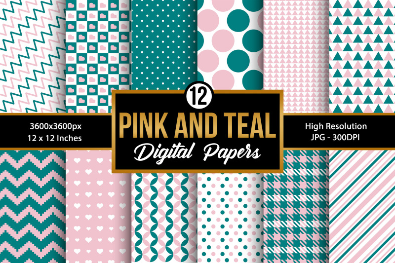 pink-amp-teal-digital-paper-patterns