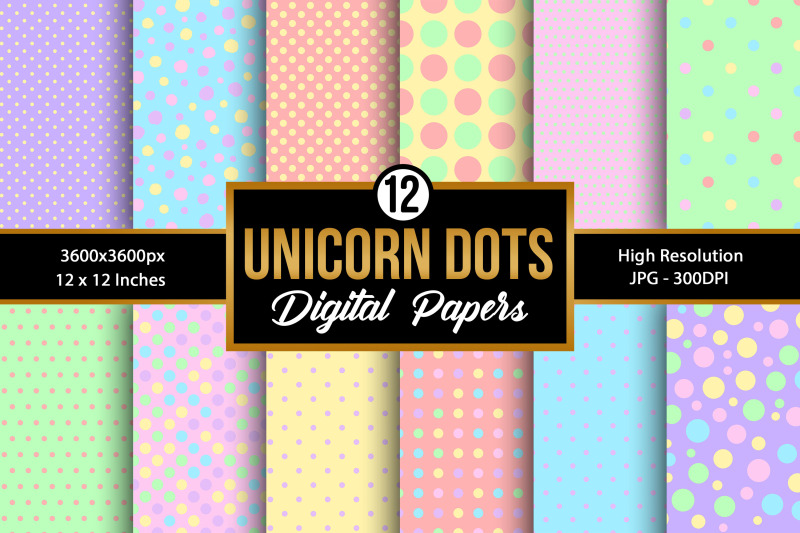 unicorn-colors-polka-dots-digital-papers