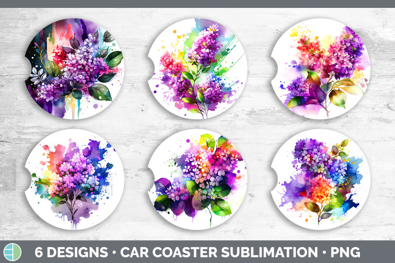 rainbow-lilac-flowers-car-coaster-sublimation-coaster-designs-bundle