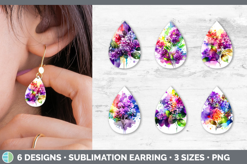 rainbow-lilac-flowers-teardrop-earrings-sublimation-earrings-designs