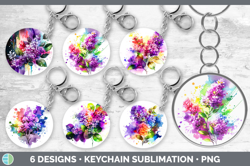 rainbow-lilac-flowers-keychain-sublimation-keyring-designs-bundle